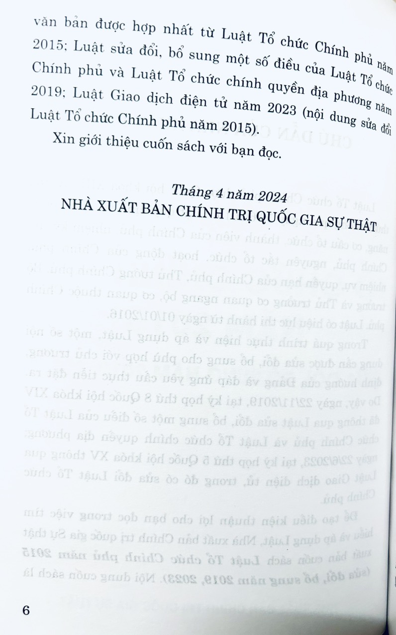 Luật Tổ Chức Chính Phủ năm 2015 (sửa đổi, bổ sung năm 2019,2023)