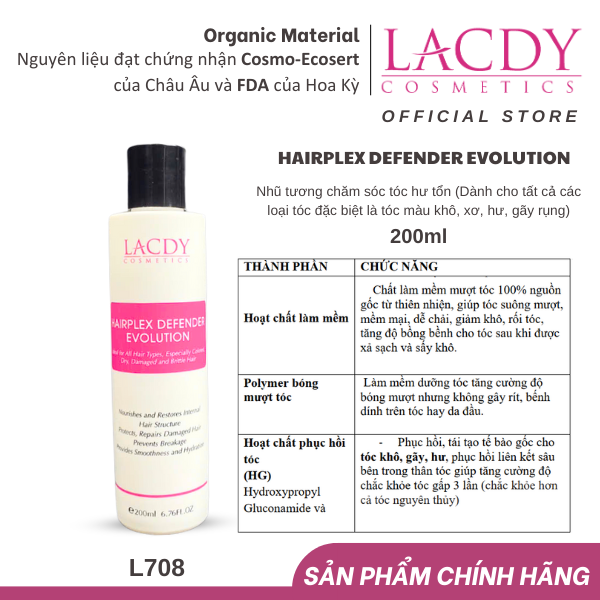 Nhũ tương chăm sóc tóc hư tổn Lacdy (Dành cho tất cả các loại tóc đặc biệt là tóc màu khô, xơ, hư, gãy rụng) L708 200ml