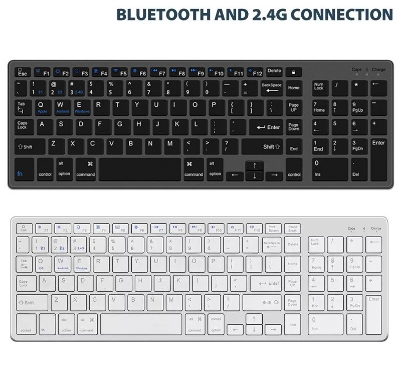 Bàn phím không dây K635 - pin sạc TypeC - đa kết nối bluetooth 5.0 + 3.0 + Usb wireless 2.4g hàng nhập khẩu