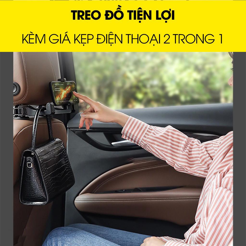 Móc Treo Đồ Sau Ghế Xe Hơi Ô Tô Kiêm Kẹp Điện Thoại Tiện Lợi Sét 2 móc treo đồ cài sau ghế ô tô
