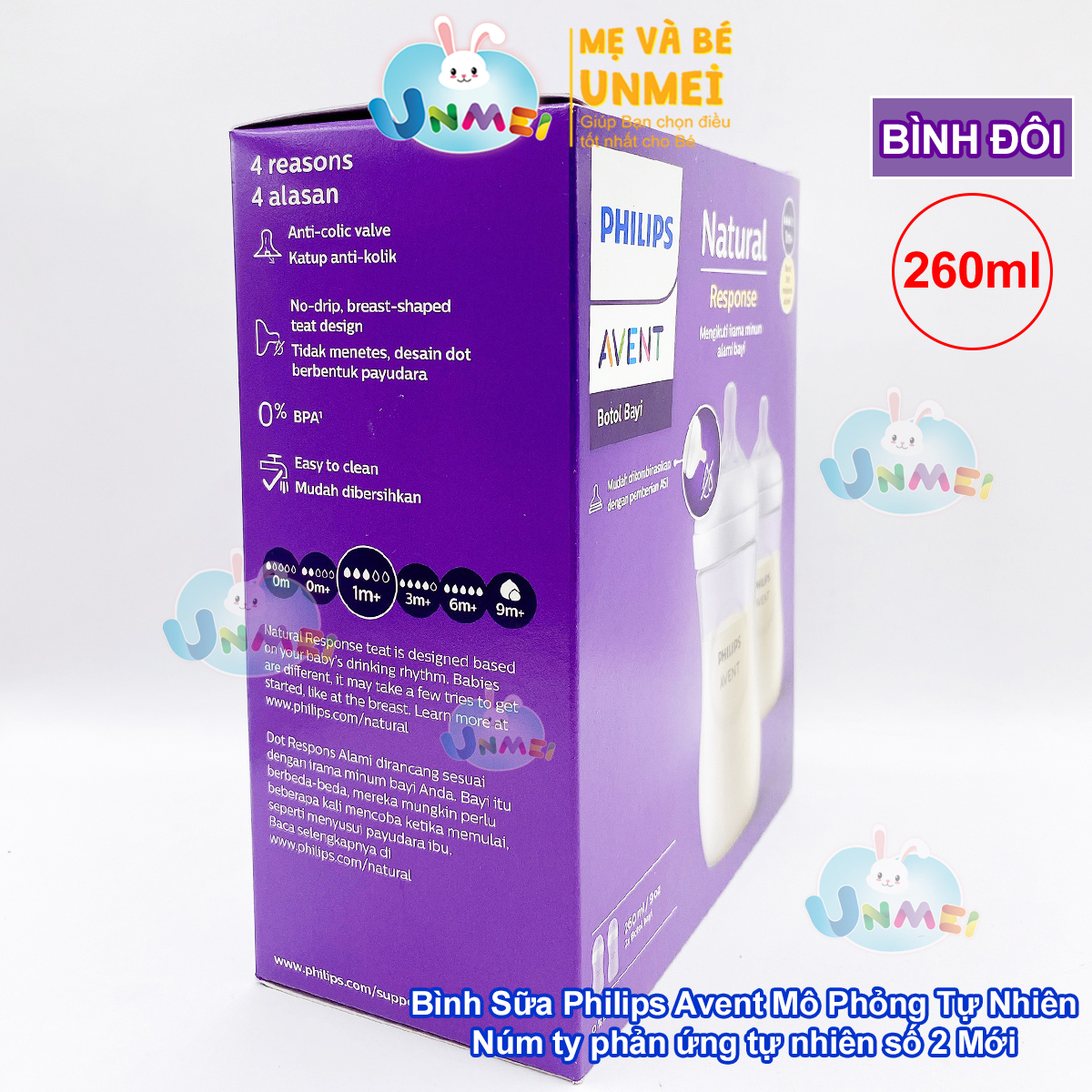 Bình sữa mô phỏng tự nhiên mới hiệu Philips Avent cho trẻ từ 1 tháng tuổi (260ml-đôi)_SCY903.02