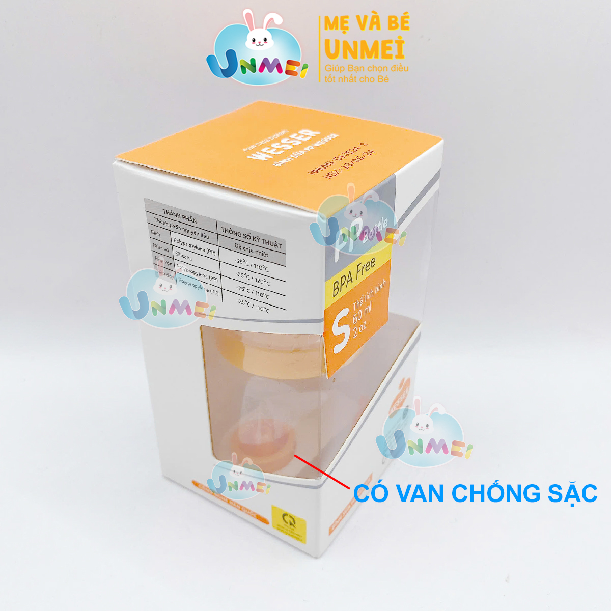 Bình sữa Wesser cổ hẹp nhựa PP mẫu mới