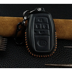 Bao da chìa khóa ô tô Toyota Avlon Crown Corolla Camry Rav4 Reiz Yaris Prado 4 nút da bò thật - hàng chính hãng