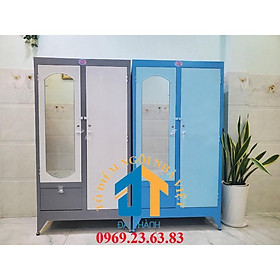Tủ sắt quần áo ngang 0.9m x cao 1m8 (Đỏ)