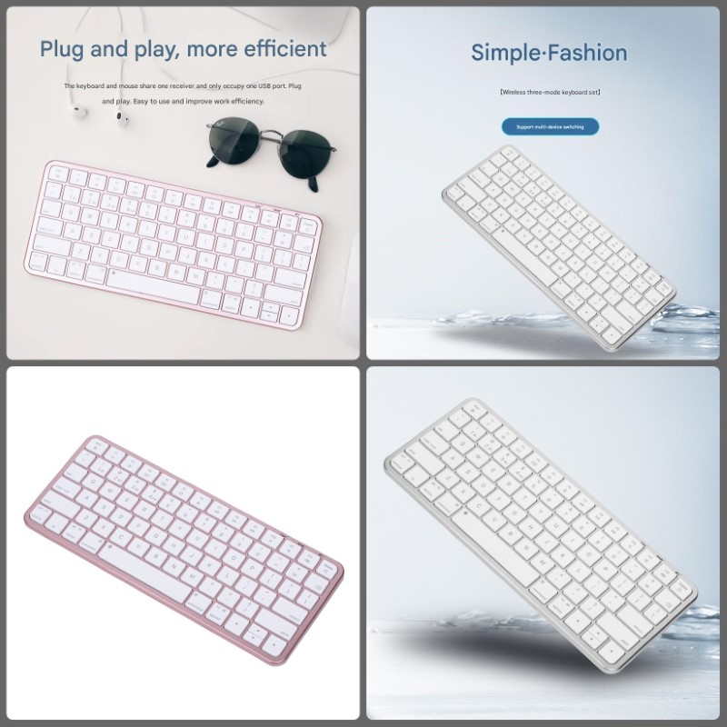 Bàn phím không dây mini K23 kết nối bluetooth + Usb wireless pin sạc hỗ trợ đa nền tảng thiết bị hàng nhập khẩu