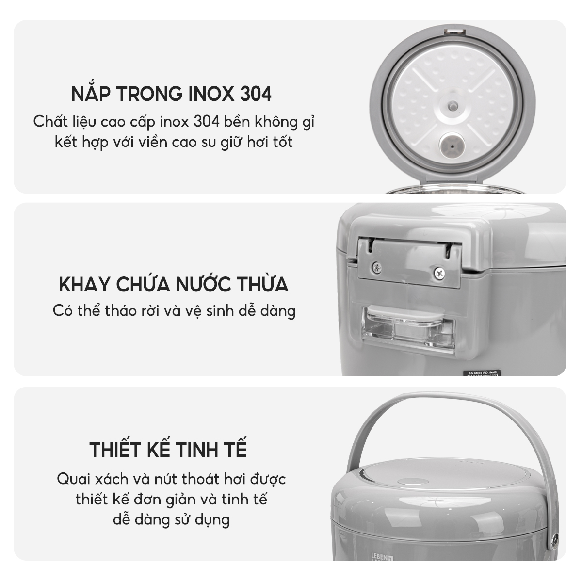 Nồi cơm điện Lebenlang LBL0581, dung tích 1200ml, công suất 350W, thiết kế hiện đại, bảo hành 2 năm - hàng chính hãng