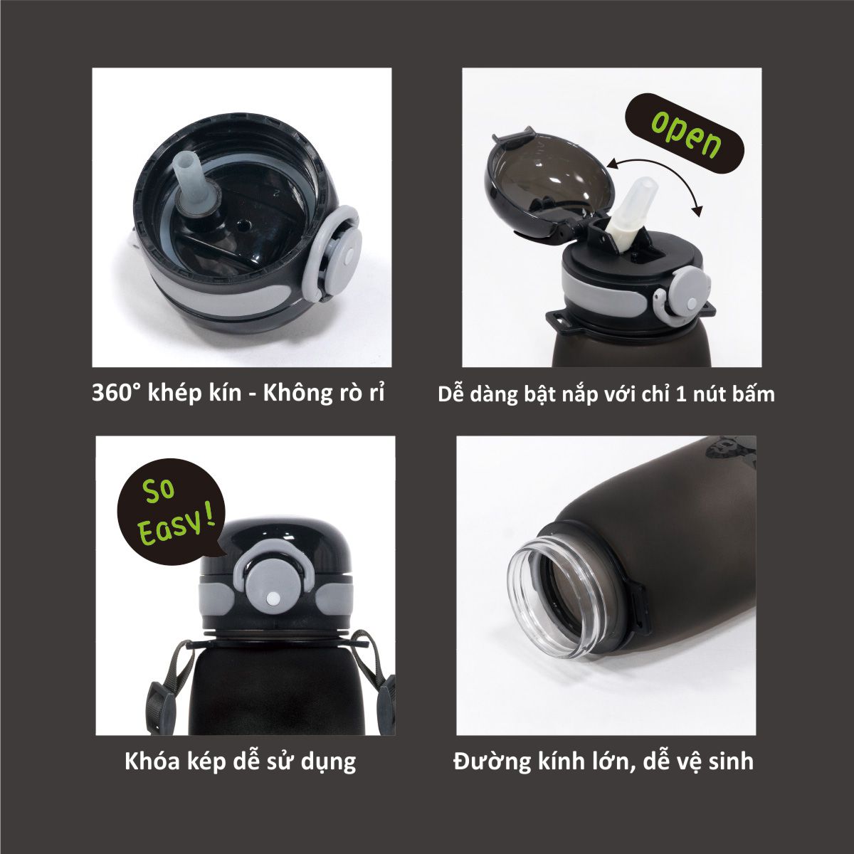 BÌNH UỐNG NƯỚC CÓ ỐNG HÚT CHO BÉ BẰNG NHỰA TRITAN KU5620 - 700ML