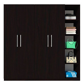 [Miễn phí vận chuyển & lắp đặt tại TP.HCM] Tủ quần áo gỗ cao cấp phong cách Bắc Âu thiết kế 4 cánh cửa mở thông minh tích hợp nhiều hộc kệ Ohaha - TQA047 - Màu A/Màu Đen