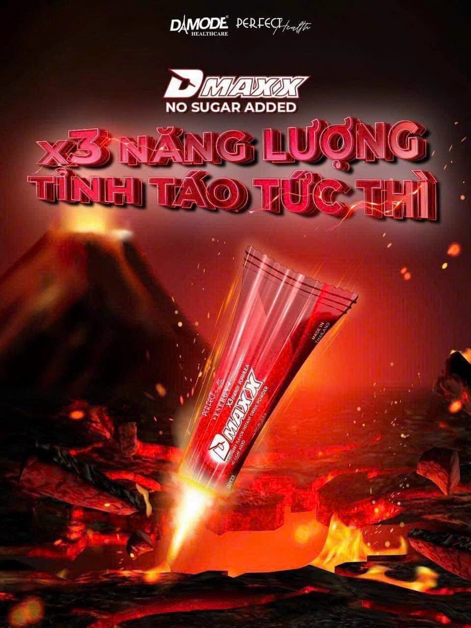 DMAXX thức uống bổ sung vitamin năng lượng không đường DAMODE 65 gói màu đỏ mỗi gói 2,2gr
