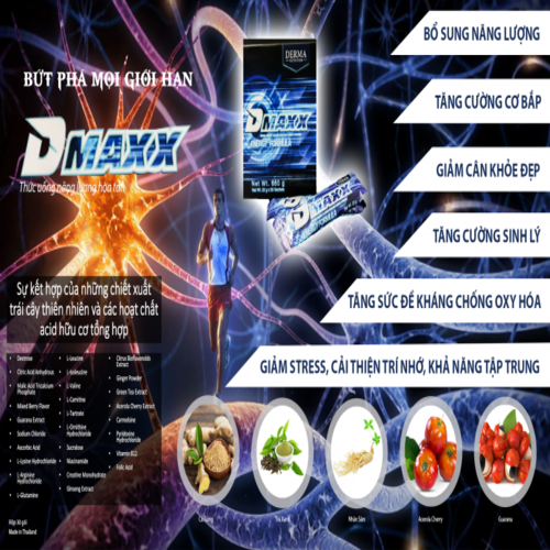 DMAXX thức uống bổ sung vitamin năng lượng có đường DAMODE 16 gói dùng thử màu xanh