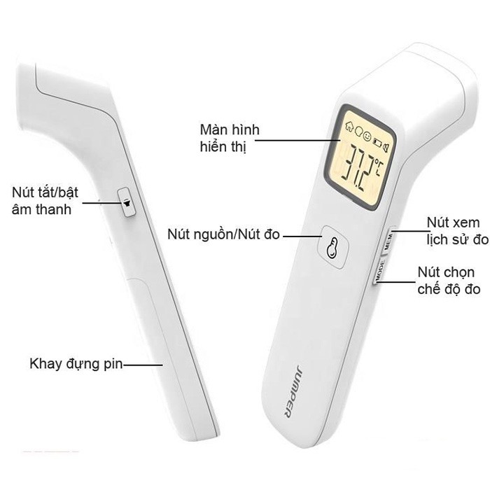 Nhiệt Kế Điện Tử Hồng Ngoại Đo Trán, Đo cơ Thể Không Tiếp Xúc Jumper JPD-FR203