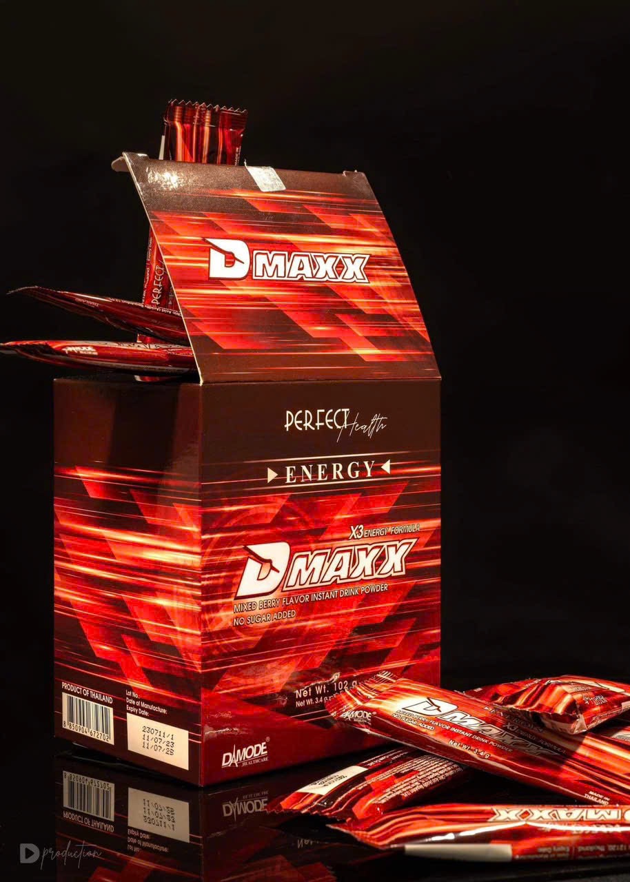 DMAXX thức uống bổ sung vitamin năng lượng không đường DAMODE 18 gói dùng thử màu đỏ