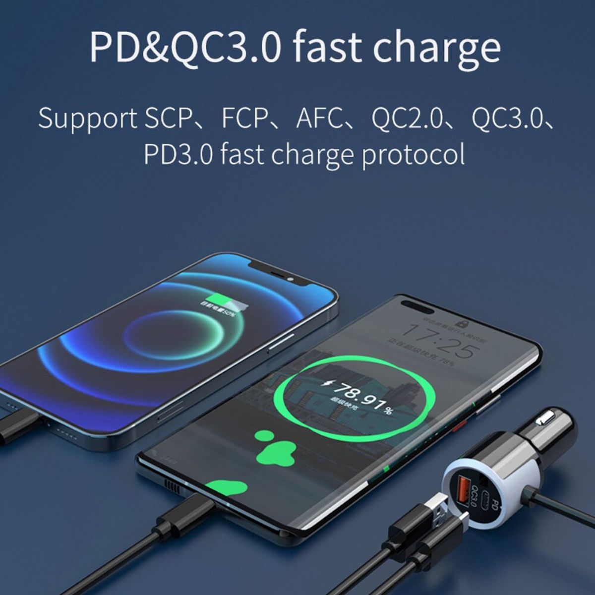 Tẩu sạc CHOETECH TC0010 nhanh ô tô PD 63W có 2 cổng ( 1 Type C+ 1 USB)- hàng chính hãng
