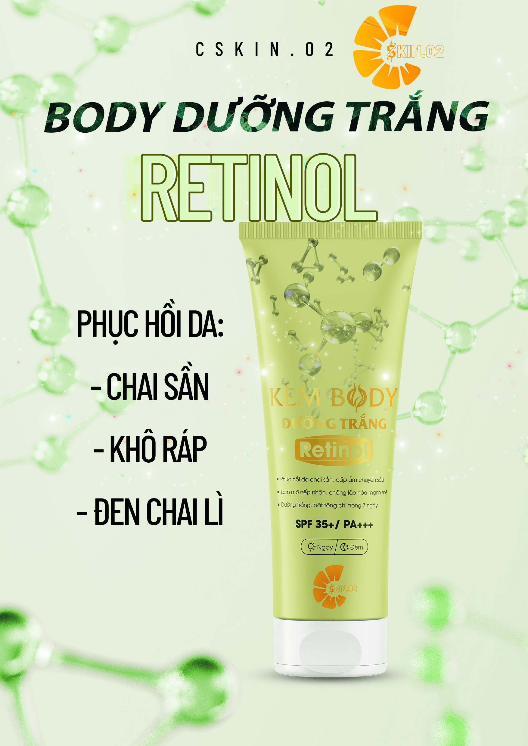 Chăm Sóc Da - C SKIN.02 - COMBO4 - BODY LOTION RETINOL - Dưỡng Trắng Cấp Ẩm Chuyên Sâu