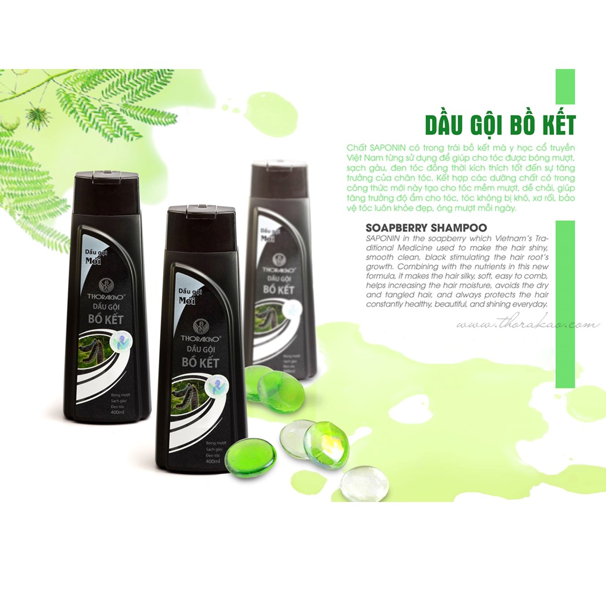 Dầu Gội Và Xả Bồ Kết Thorakao 400ml
