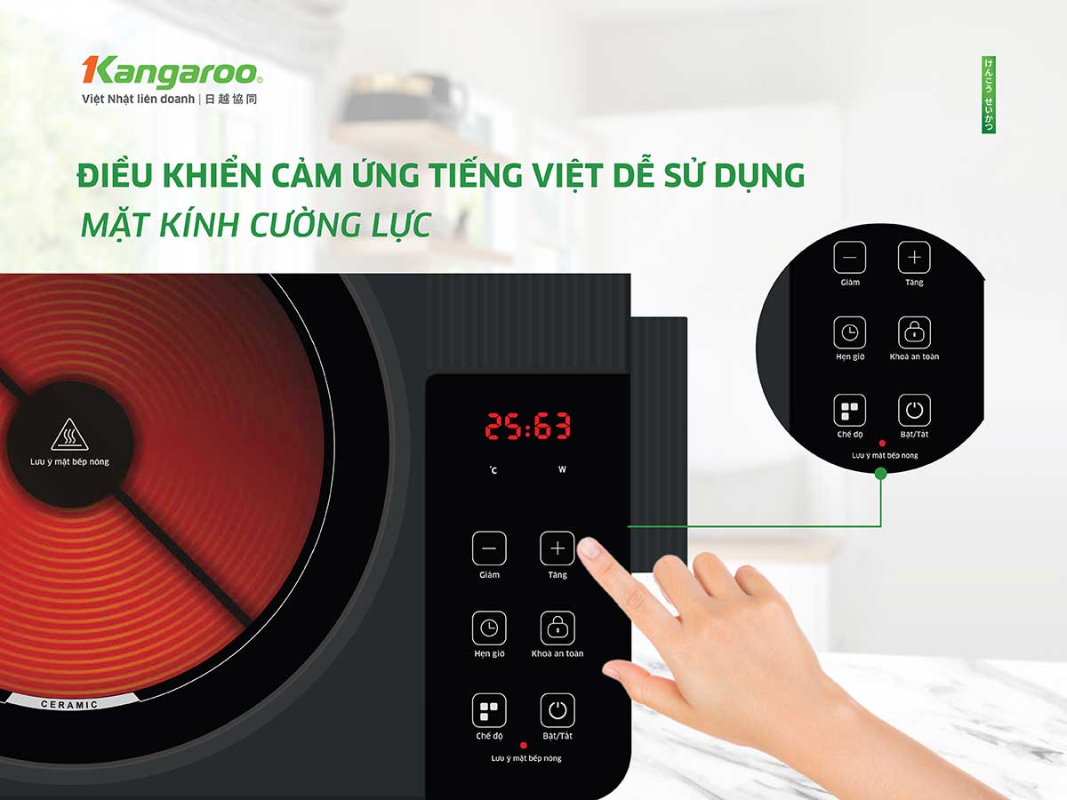 Bếp hồng ngoại đơn Kangaroo KG20IFT2, Công suất 2000W - Hàng chính hãng