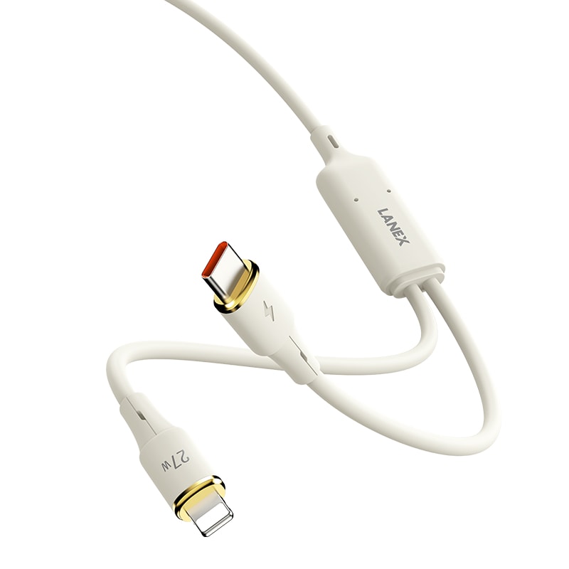 Dây sạc nhanh ô tô PD65W 2 in 1 LANEX LS46T (Type-C + Lightning) hàng chính hãng