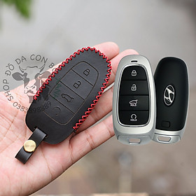 Bao da dành cho chìa khoá Hyundai SantaFe 2021 2022 FL handmade da thật 011