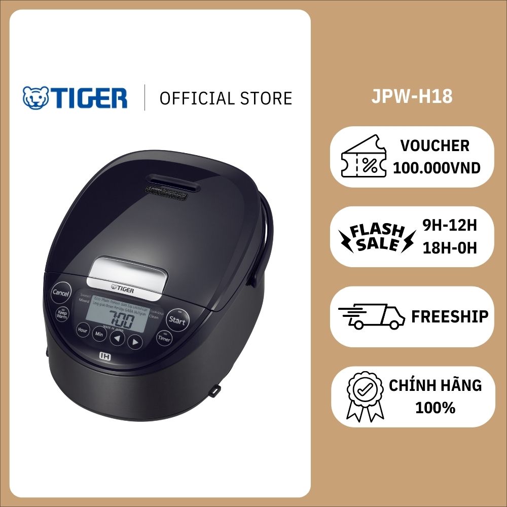 Nồi Cơm Điện Tử Cao Tần Tiger JPW-H18V 1.8 lít - Hàng chính hãng