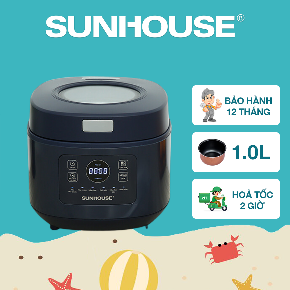 NỒI CƠM ĐIỆN SUNHOUSE SHD8802 (1.0 Lít)- Hàng chính hãng