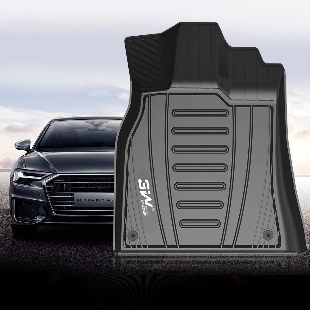 Thảm lót sàn xe ô tô Audi A4 2015- đến nay Nhãn hiệu Macsim 3W chất liệu nhựa TPE đúc khuôn cao cấp - màu đen