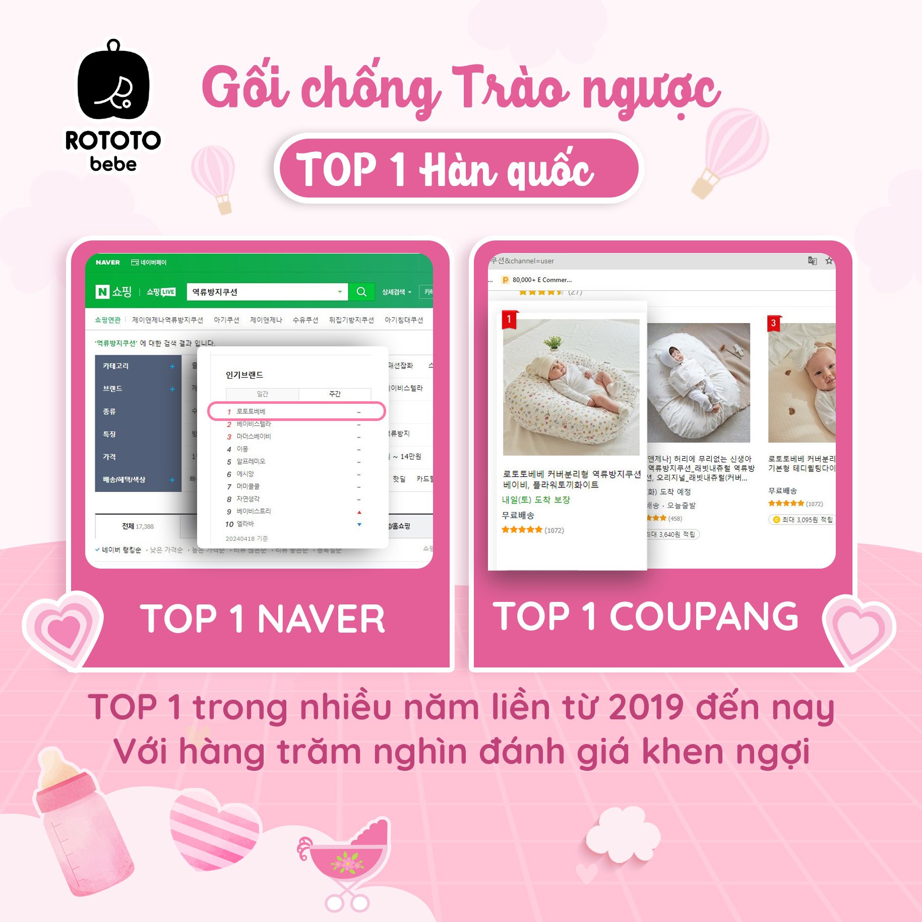 Gối chống trào ngược cho bé Rototo Bebe chữ C cao cấp, chất liệu đặc biệt Ripple gợn sóng (Ghi họa tiết gấu)