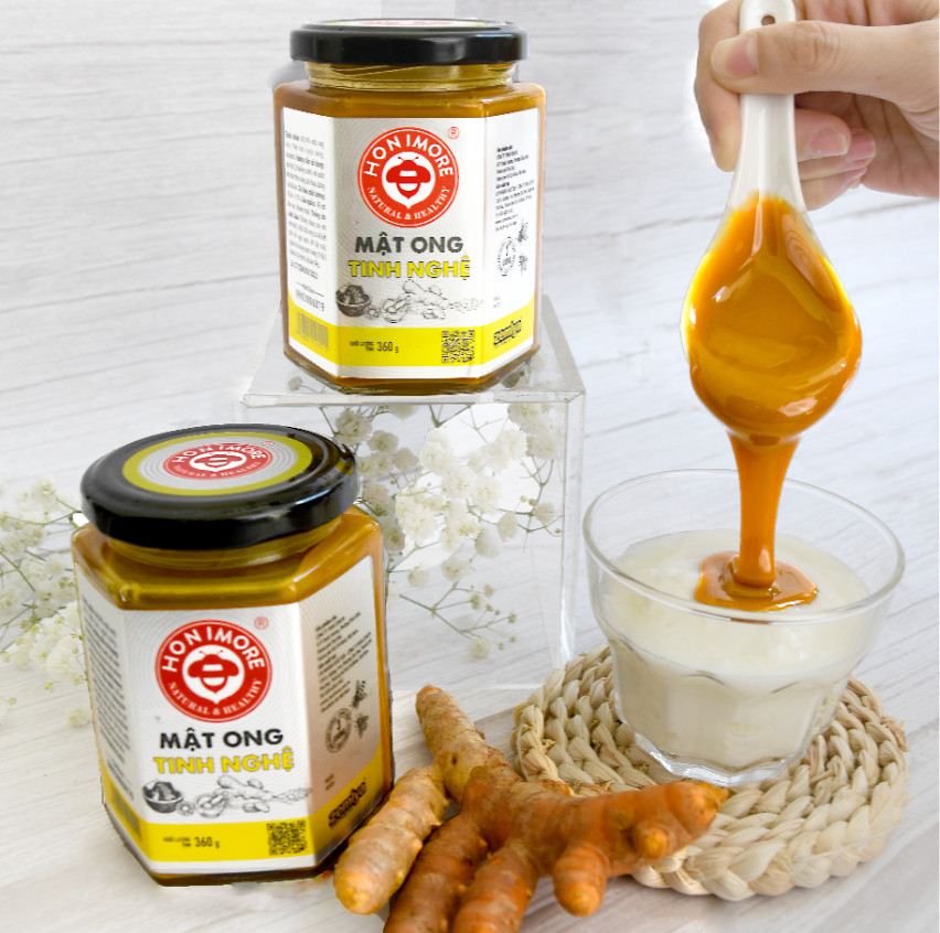 Mật ong tinh nghệ 360g Honimore - mật ong phối trộn tinh nghệ cải thiện tiêu hoá