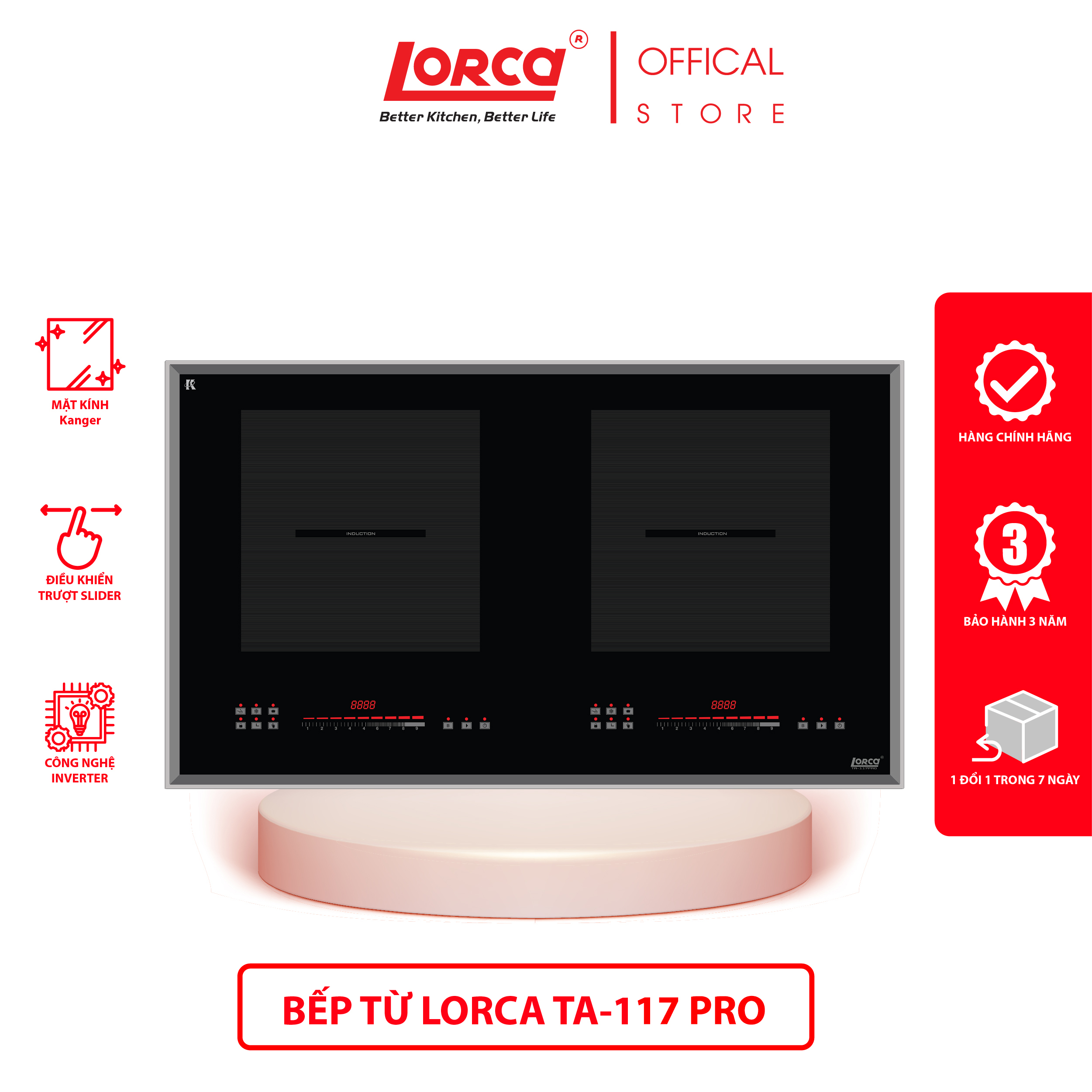 Bếp Từ Đôi LORCA TA 117 PRO Thông Minh, Tiết Kiệm Điện, Chức Năng Rã Đông - Hàng Chính Hãng