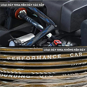 Dây Đồng 8GA 10GA bọc lưới da rắn màu đỏ và đen chuyên dụng nguồn âm thanh ô tô chống mòn đứt gãy độ sub gầm