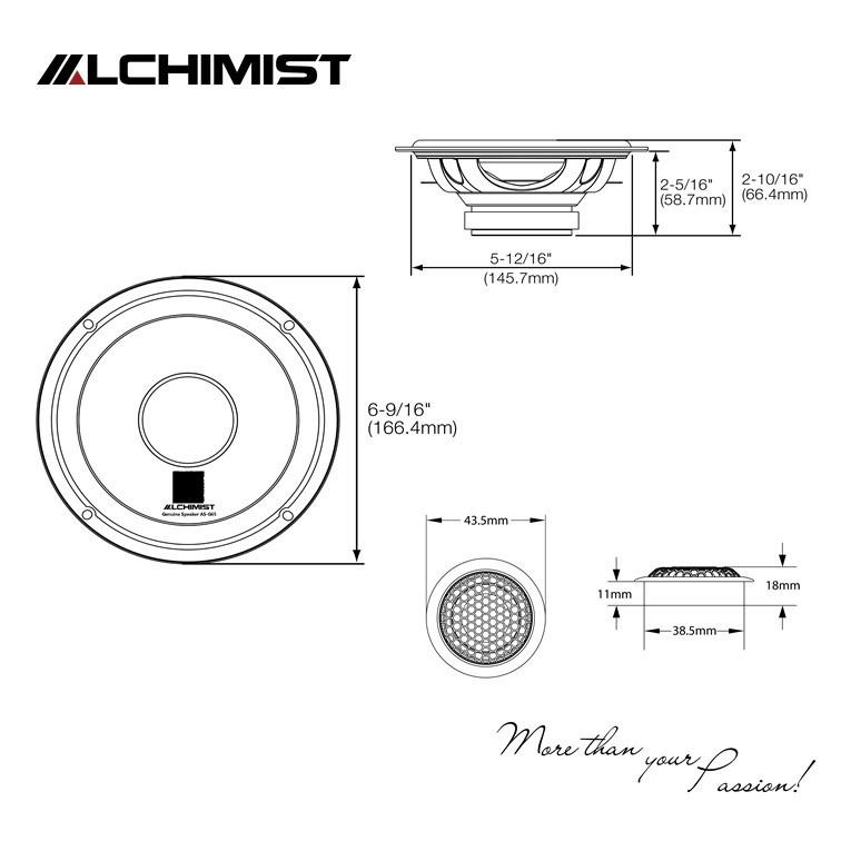Loa 2-Way Alchimist AS-G65 Component Speaker Màng Nhôm Trắng Sang Trọng, Công Suất 130W Mạnh Mẽ