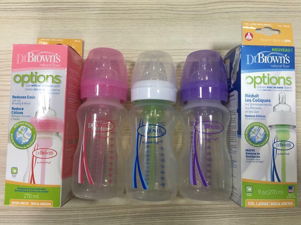 Bình sữa cổ rộng 270ml nhựa pp options Dr.Brown