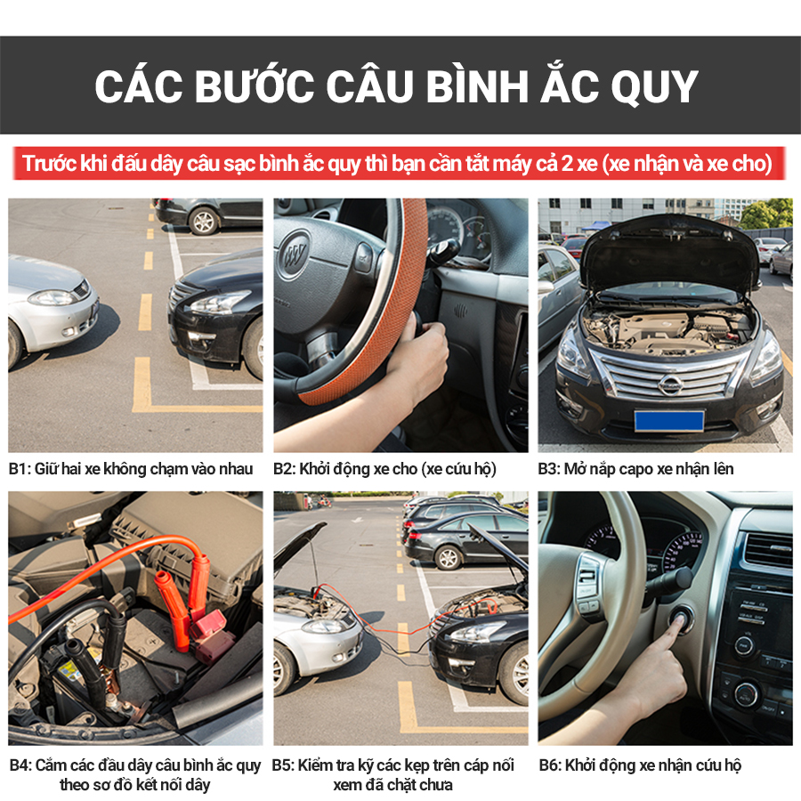Dây Câu Bình Ắc Quy VIAIR ST306 500A Dài 3m