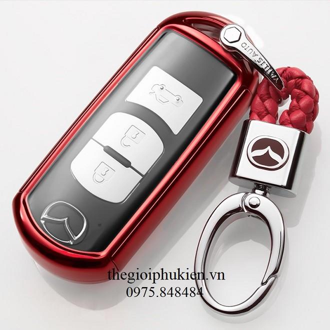 Ốp, bọc chìa khóa silicon tráng gương bảo vệ chìa khóa xe Mazda 2, 3, 6, CX-5, CX- 8 kèm móc đeo INOX