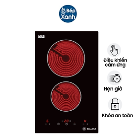 Bếp điện Domino 2 vùng nấu Malloca MDH-02R - Công suất 3000W - Hàng Chính Hãng