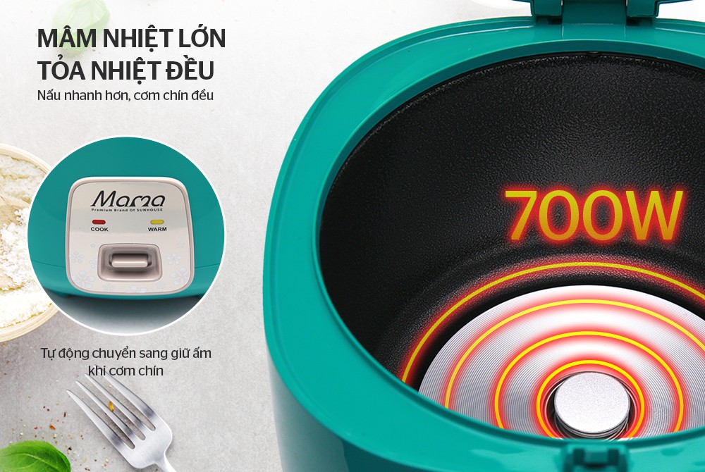 Nồi cơm điện 1.8L Sunhouse Mama SHD8652G - Hàng chính hãng