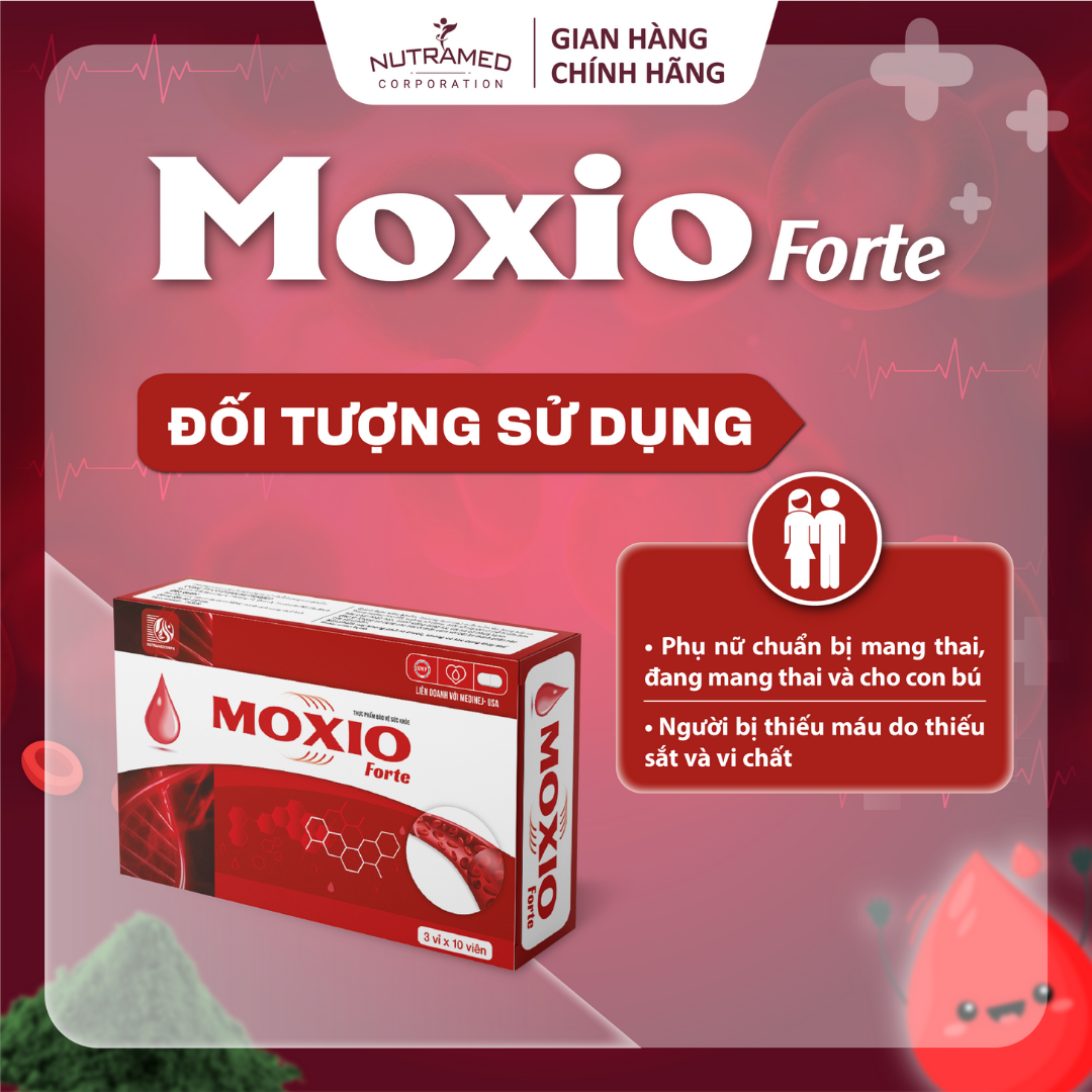 Viên uống Moxio Forte hỗ trợ bổ máu, tăng cường sức đề kháng, ngăn ngừa nám da (30 viên) - Nutramed
