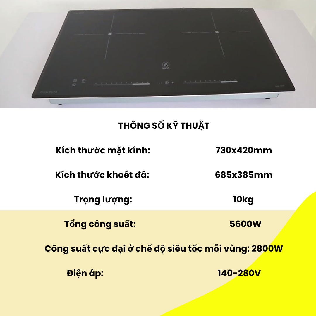 Bếp từ đôi MIFA VA05N - Đun liu riu - Hàng Chính Hãng