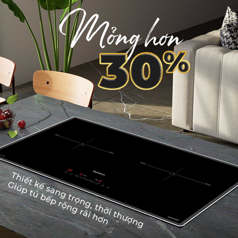 Miễn phí giao và lắp đặt toàn quốc - Bếp đôi điện từ Nagakawa UltraSlim NK2C26MB - Made in Malaysia - Bảo hành 5 năm - Hàng chính hãng