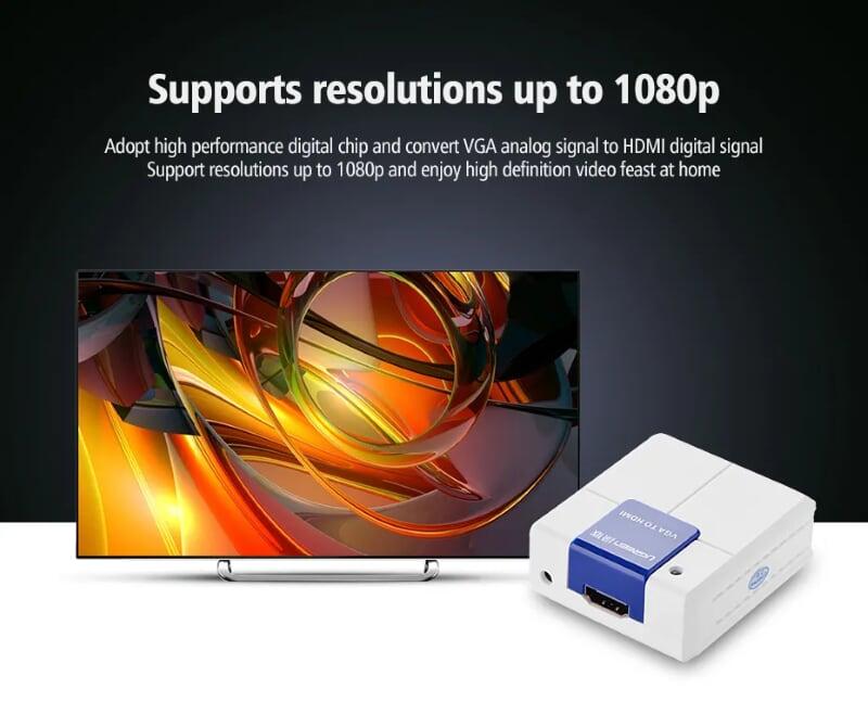 Ugreen UG4022440224TK Màu Trắng Bộ chuyển đổi VGA sang HDMI chuẩn 1.4 cao cấp - HÀNG CHÍNH HÃNG