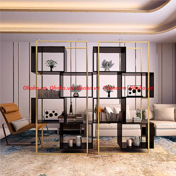 KỆ TRANG TRÍ PHÒNG KHÁCH THIẾT KẾ SANG TRỌNG OHAHA - KTT012