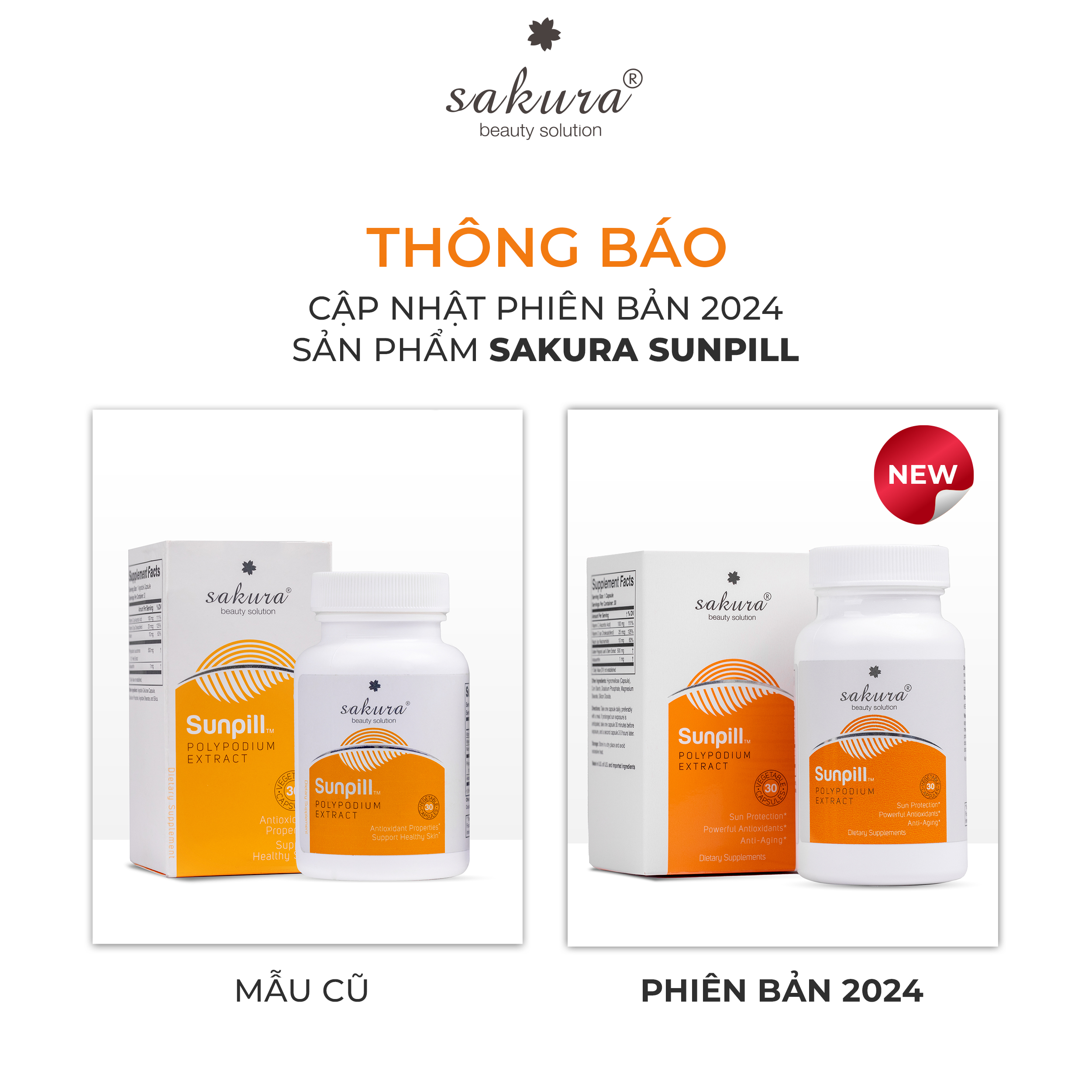 Viên uống chống nắng sinh học toàn thân Sakura Sunpill 30 viên