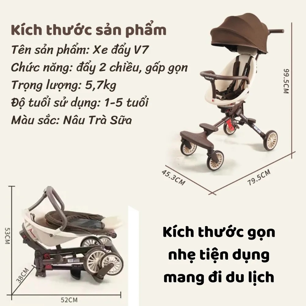 Xe Đẩy Gấp Gọn Baobaohao V7, Xe Đẩy 2 Chiều Gấp Siêu Gọn Tiện Mang Du Lịch