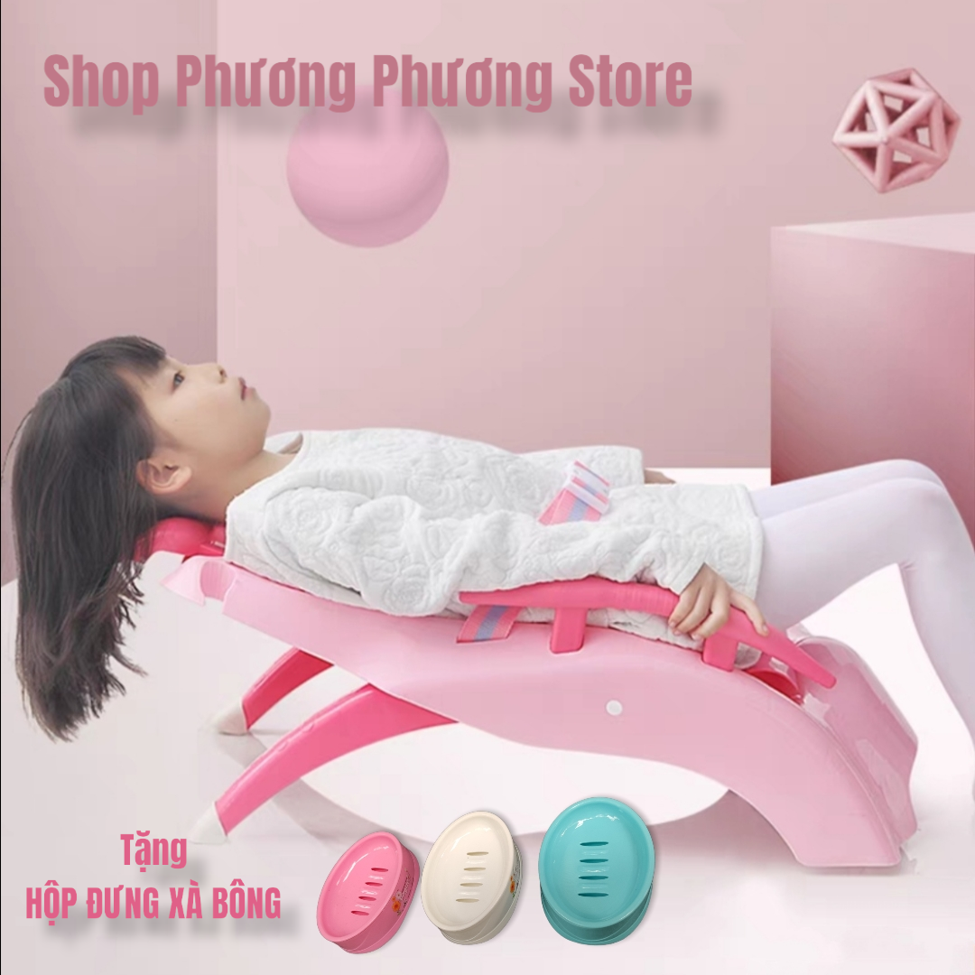 ✅ Ghế nằm gội đầu cho bé có tay vịn ĐẠI tặng kèm HỘP ĐỰNG XÀ BÔNG