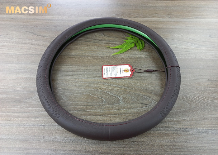 Bọc vô lăng cao cấp Macsim 8933 màu coffe chất liệu da thật - Khâu tay 100% size M