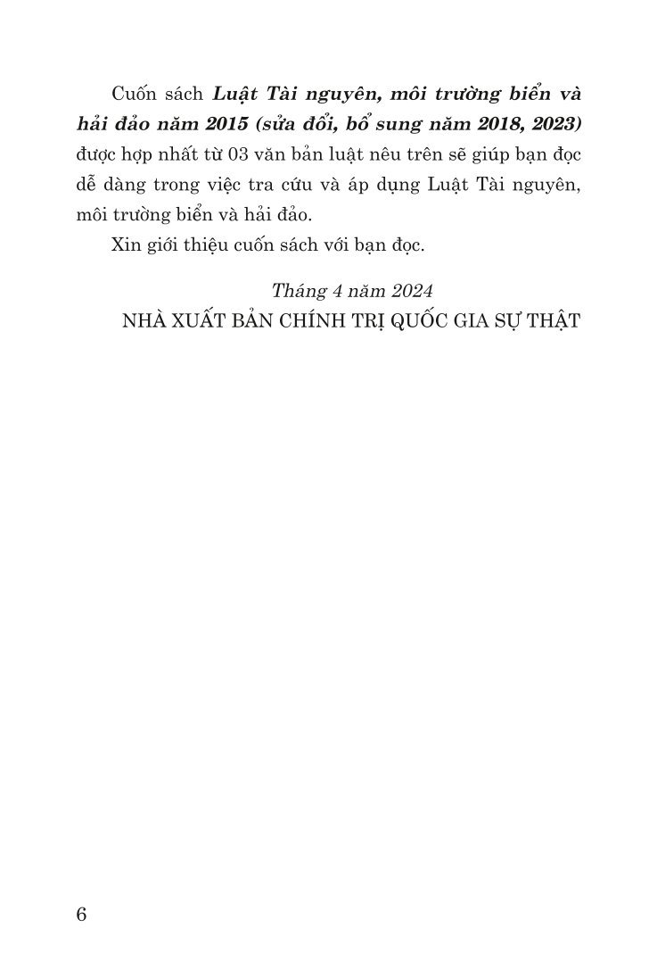 Luật tài nguyên, môi trường biển và hải đảo năm 2015 (sửa đổi, bổ sung năm 2018, 2023)