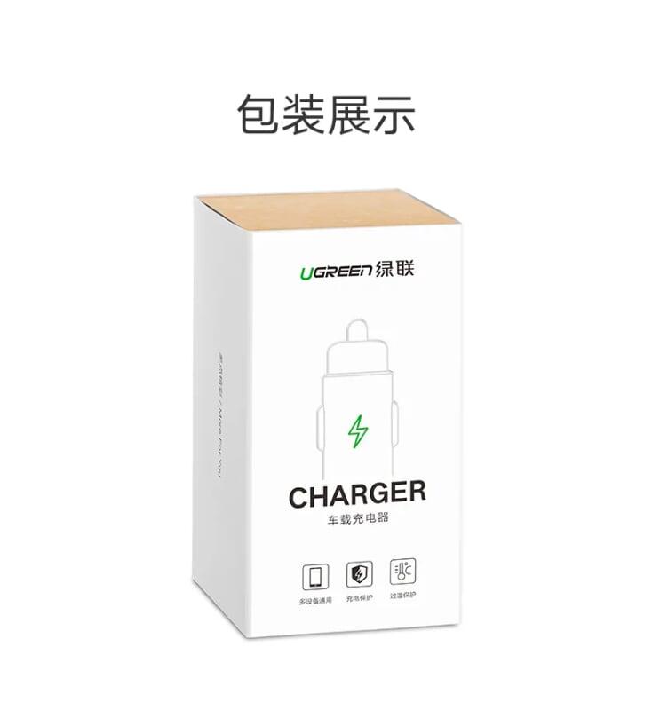 Ugreen UG50591CD169TK 3.6A màu Xám Bộ sạc ô tô 2 cổng USB cao cấp - HÀNG CHÍNH HÃNG