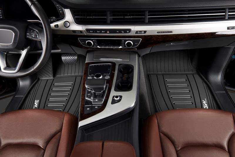 Thảm lót sàn xe ô tô Audi Q7 2015- đến nay Nhãn hiệu Macsim 3W chất liệu nhựa TPE đúc khuôn cao cấp - màu đen