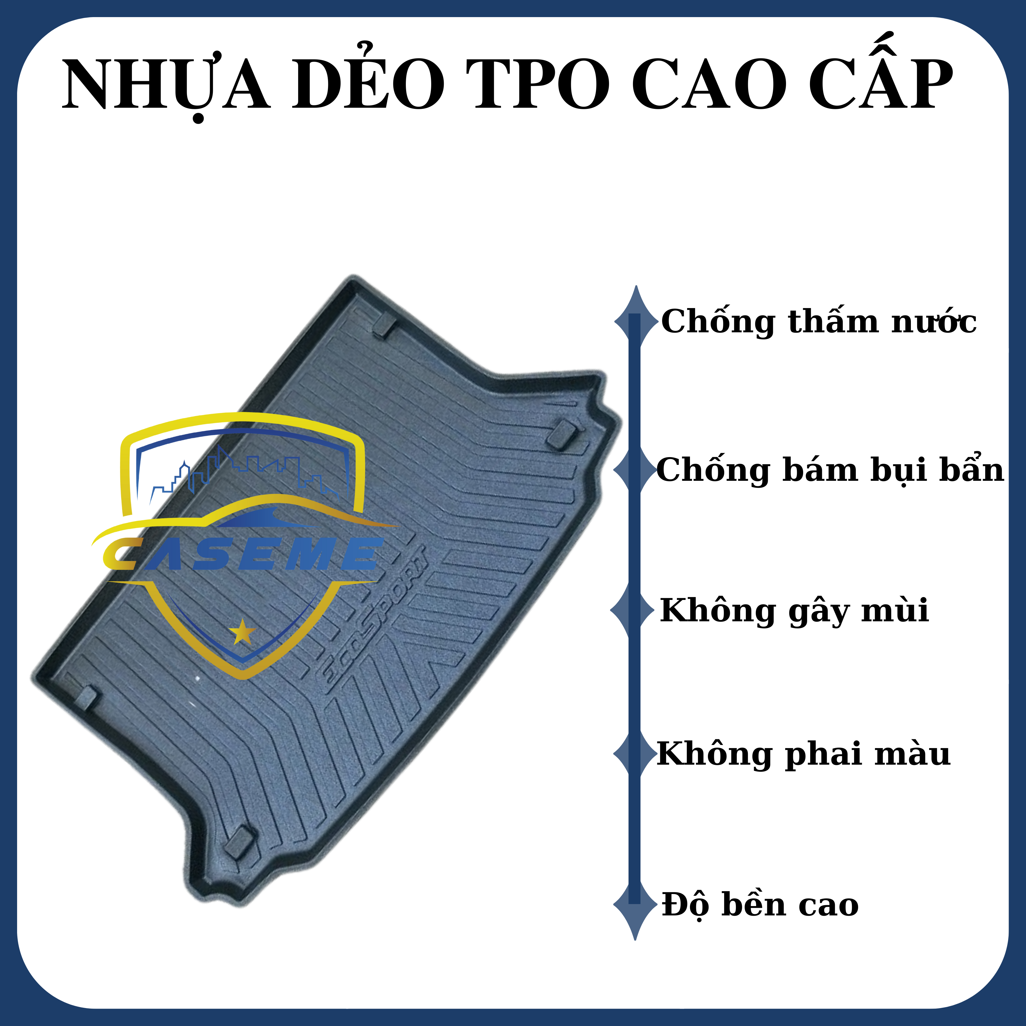 Lót cốp dành cho Ford Ecosport 2014 - 2017 chất liệu TPO cao cấp