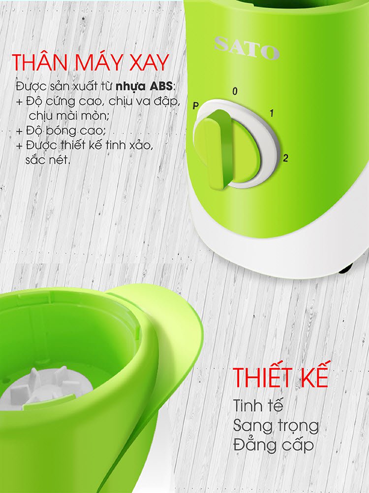 Máy xay sinh tố đa năng Sato ST-MX1101 1.4L - Công suất 300W, 4 lưỡi giúp xay nhuyễn bằng inox không gỉ, nhựa ABS an toàn chịu lực tốt, an toàn, tháo lắp dễ dàng - Miễn phí vận chuyển toàn quốc - Hàng chính hãng