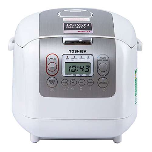 Nồi cơm điện tử Toshiba RC-10NMFVN(WT) - 1.0L - Xuất xứ Thái Lan - Lòng nồi dày 4mm, 2 lớp chống dính trong và ngoài - Chế độ nấu tự động đa dạng - Hàng chính hãng, bảo hành 12 tháng, chất lượng Nhật Bản